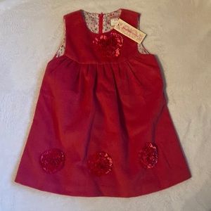 NWT Pauline Collection 100% Wool Size 7/8 Dress Lined Flower Accents Zip Back